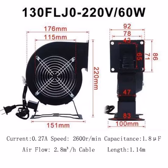 Ventilador centrífugo de entrada única de metal 220V 60W 85W 120W 240W 330W