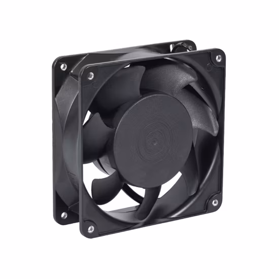 Ventilador de exaustão industrial de plástico preto PBT com resfriamento de painel de ventilação centrífuga AC / DC Ventilador axial de montagem em parede
